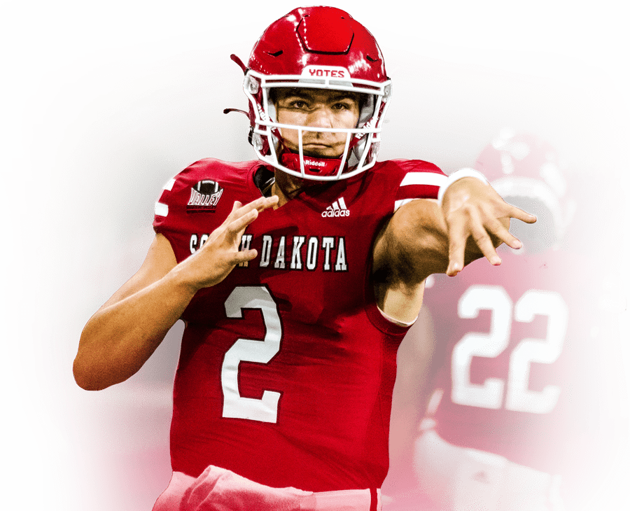 Football player in throwing motion